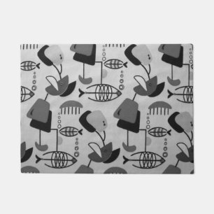 Paillasson Motif atomique noir et blanc