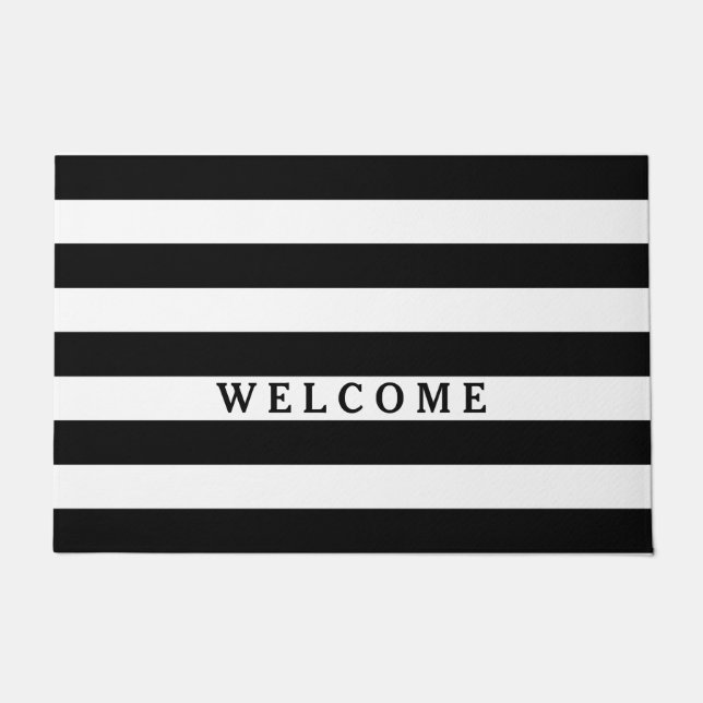 Paillasson Motif Black White Stripes {choisissez votre couleu (Devant)