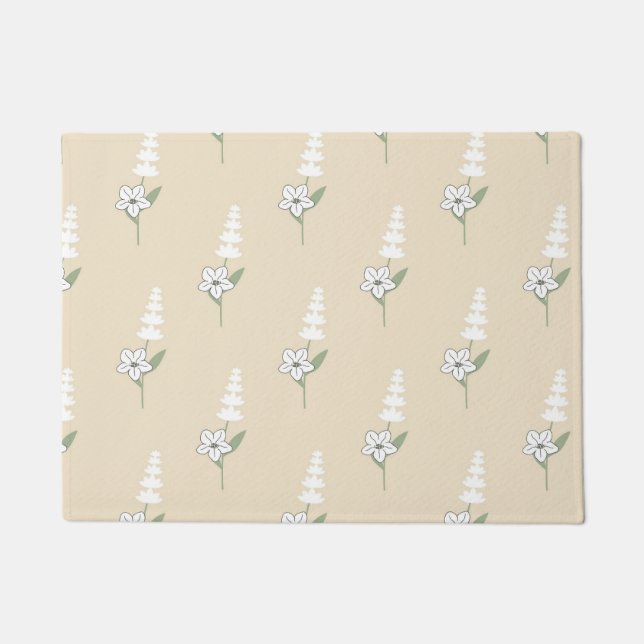 Paillasson Motif botanique beige floral (Devant)