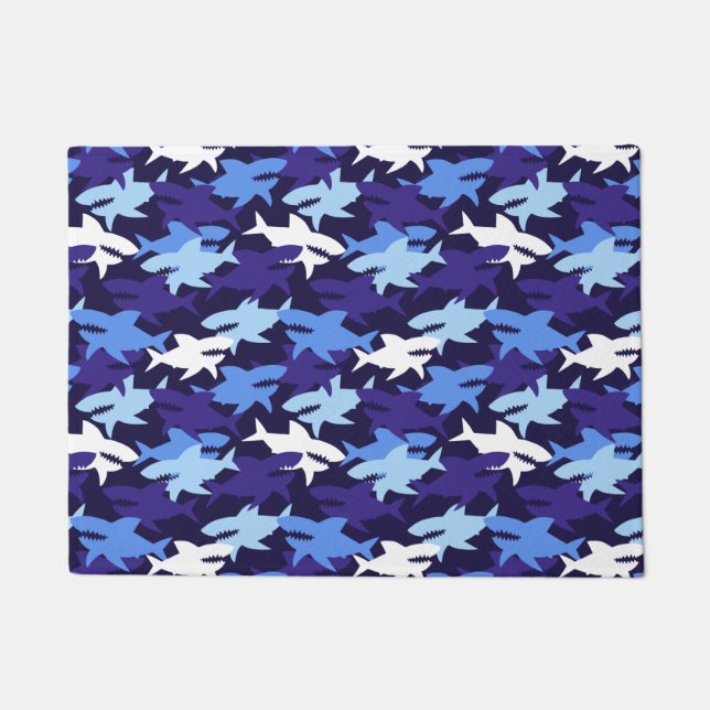 Paillasson Motif Camouflage requins bleus (Devant)