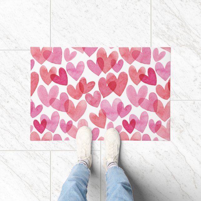 Paillasson Motif de coeur aquarelle (Intérieur)