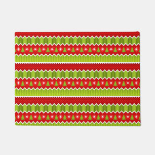 Paillasson Motif De Frappes Chevron Rouge Et Vert Noël