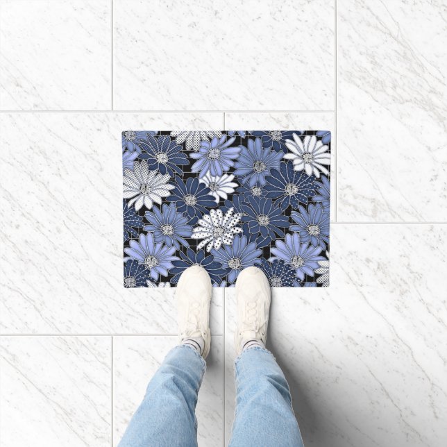 Paillasson Motif de marguerite bleue et blanche (Intérieur)