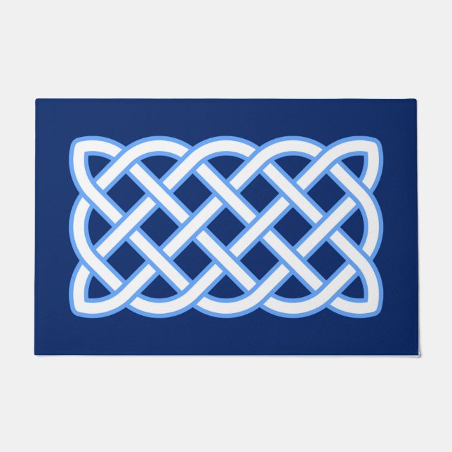 Paillasson Motif de noeud celtique, bleu de cobalt et blanc  (Devant)