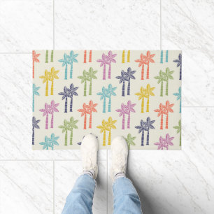 Paillasson Motif de palmiers tropicaux colorés