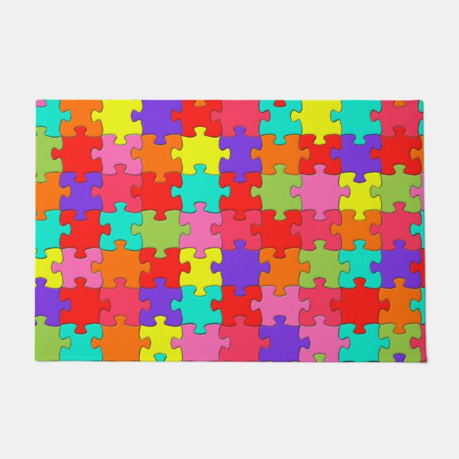Paillasson Motif de puzzle coloré (Devant)