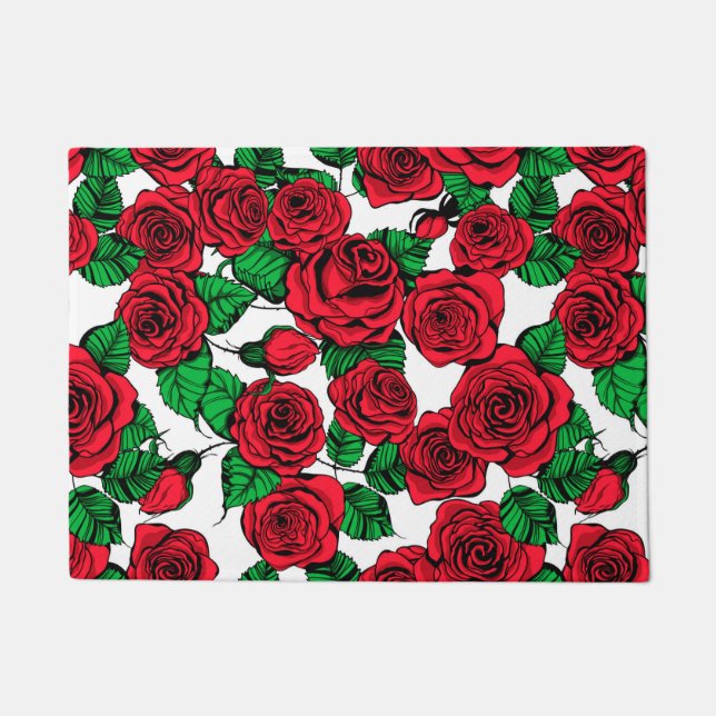 Paillasson Motif de roses rouges (Devant)