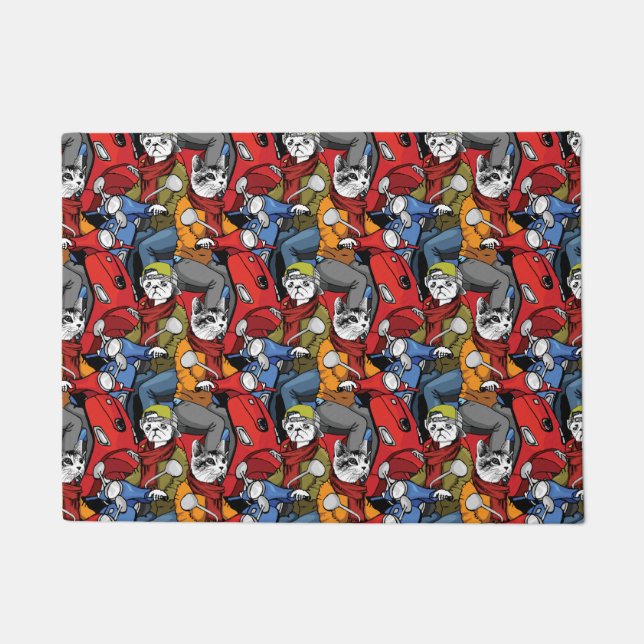 Paillasson Motif de scooter de chats et de chiens (Devant)