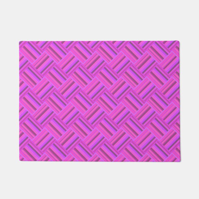Paillasson Motif de tissage en diagonale à rayures roses (Devant)