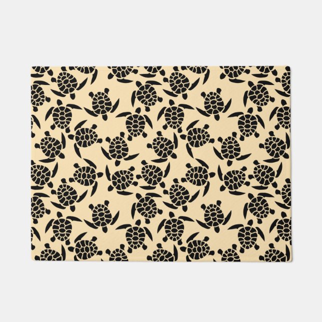 Paillasson Motif de tortue répétée de style côtier d'été (Devant)