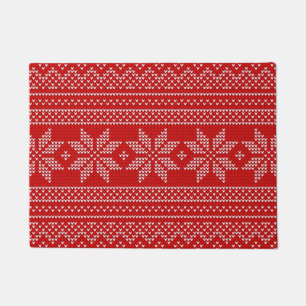 Paillasson Motif de tricot de Noël Rouge et blanc
