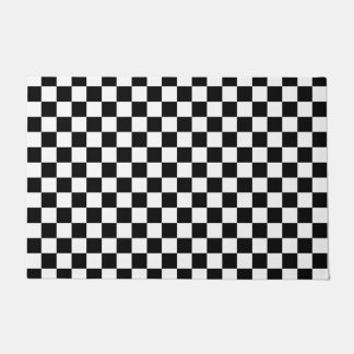 Paillasson Motif de vérification noir et blanc