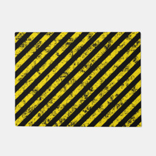 Paillasson Motif des bandes de la mise en garde du gris jaune