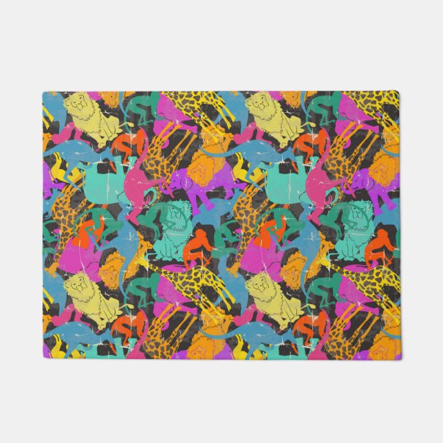 Paillasson Motif des silhouettes d'animaux rétro (Devant)