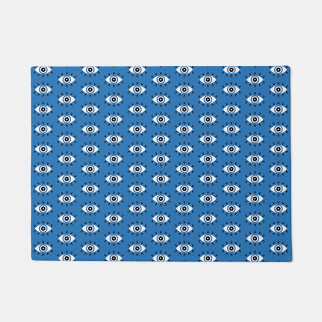 Paillasson Motif des yeux mal grecs bleu noir blanc (Devant)
