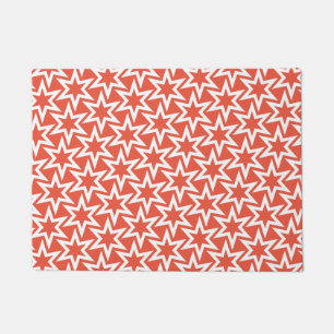 Paillasson Motif d'étoile géométrique blanc et orange