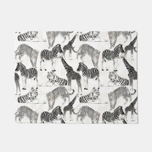 Paillasson Motif élégant Black and White Jungle Animaux