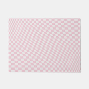 Paillasson Motif en damier rose pastel À damiers Wavy