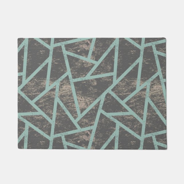 Paillasson Motif en mosaïque vert pâle et gris (Devant)
