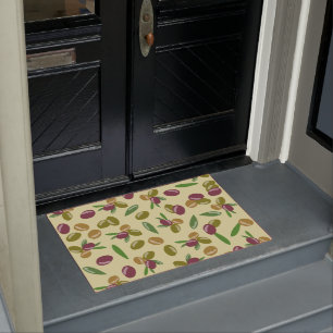 Paillasson Motif Feuille d'olive et d'olive rustique