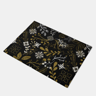 Paillasson Motif floral complexe avec or et blanc