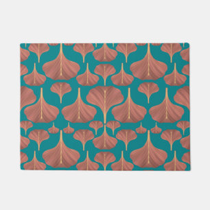 Paillasson Motif floral sarcelle Ginkgo vintage