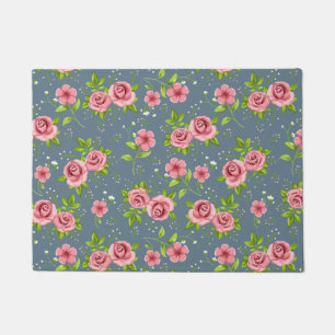 Paillasson Motif floral vintage de vert de rose de roses