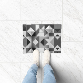 Paillasson Motif géométrique minimaliste moderne noir, blanc