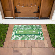Motif Hip Tropical Green Palm Leafs