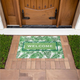 Paillasson Motif Hip Tropical Green Palm Leafs