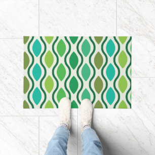 Paillasson Motif Ogee Vert Olive Citron Milieu du Siècle