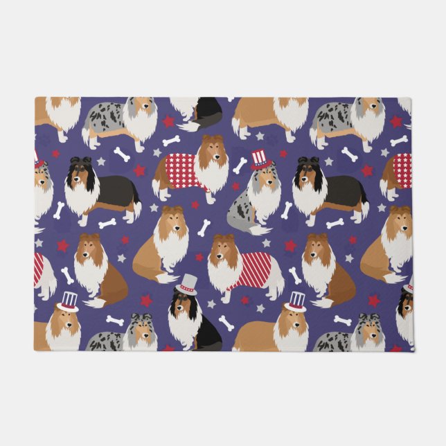 Paillasson Motif Patriotique Rough Collie (Devant)