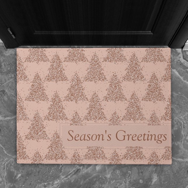 Paillasson Motif Posh Tree | Glam Rose Gold Blush Noël (Créateur téléchargé)