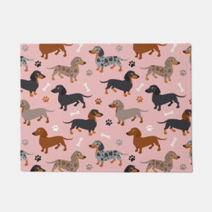 Paillasson Motif rose des pattes et des os de Dachshund