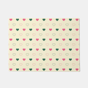Paillasson Motif sans couture - Cœurs roses et verts sur fond