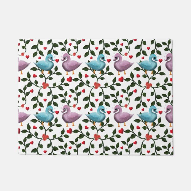 Paillasson Motif sans couture d'adorables oiseaux d'amour Rom (Devant)