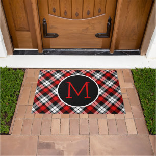 Paillasson Motif Tartan blanc noir blanc personnalisé