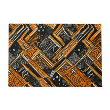 Motifs africains noirs et oranges
