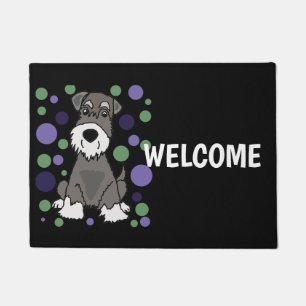 Paillasson Motifs mignons de chien et de cercle de Schnauzer