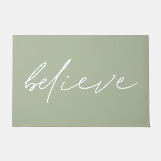 Paillasson Motivational Believe Script Sage Green (Devant)