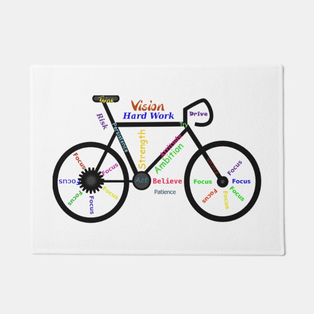 Paillasson Mots Motivationnels, Vélo, Cyclisme, Moke Mens (Devant)