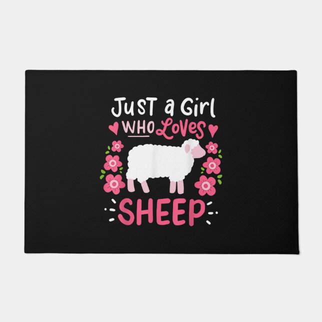 Paillasson Mouton rose | Juste Une Fille Qui Aime Le Cadeau D (Devant)