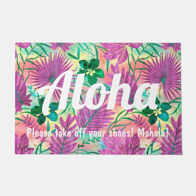 Paillasson Nalani Hawaiian Tropical Garden Fuchsia (Devant)