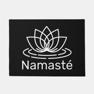 Paillasson Namasté lotus flower accueil moderne noir et blanc