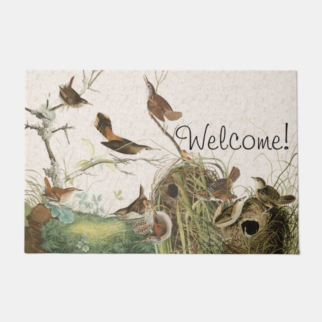 Paillasson Natte bienvenue de nids de faune d'oiseaux de (Devant)