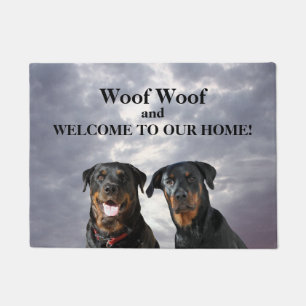 Paillasson Natte bienvenue de Woof de rottweiler