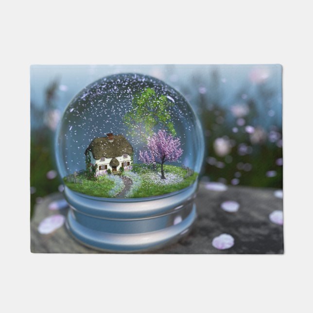 Paillasson Natte de globe de fleurs de cerisier (Devant)