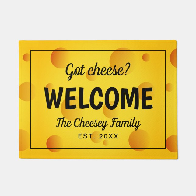 Paillasson Natte jaune drôle d'accueil de famille de fromage (Devant)