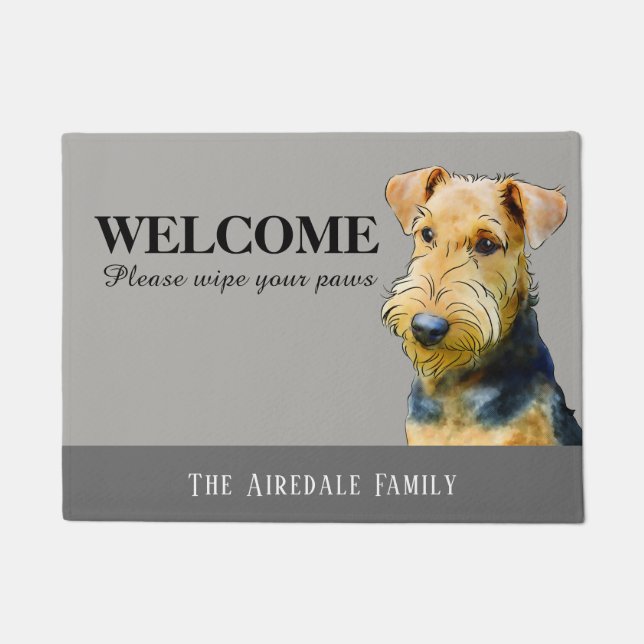 Paillasson Natte personnalisable d'Airedale Terrier (Devant)