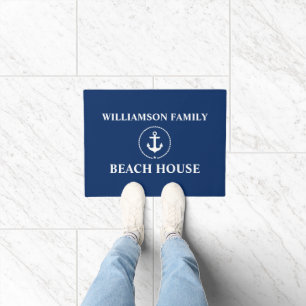 Paillasson Nautical Beach House Nom de famille Ancre Marine B